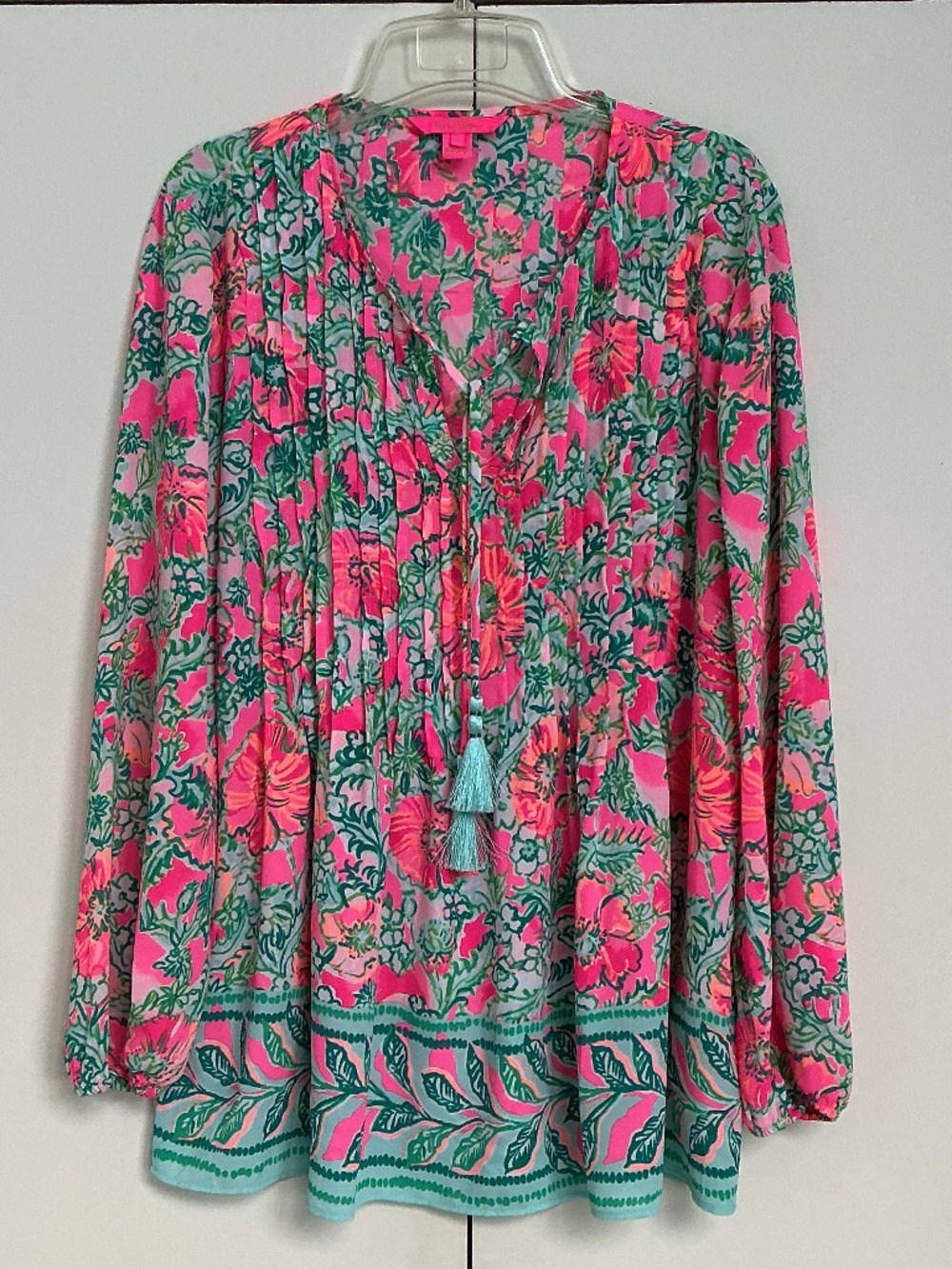 Lilly Pulitzer sz L Marilina Tunic Top Soleil Pink Perfect Poppy